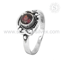 Glittering Red Garnet Ring Indian Gemstone Silver Jewelry Sterling Silver Jewelry Supplier